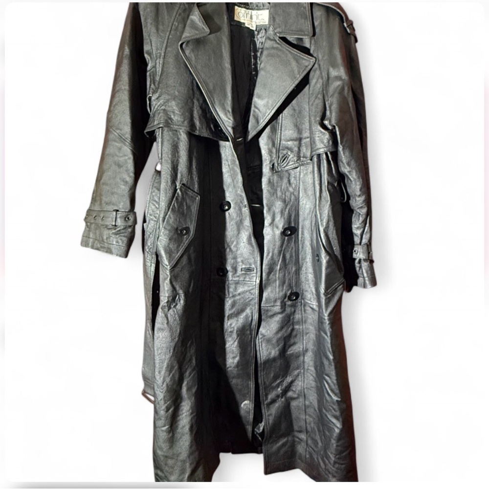 SOLD!!!

Vintage 90s Black Genuine Leather Trench Coat | Belted | M